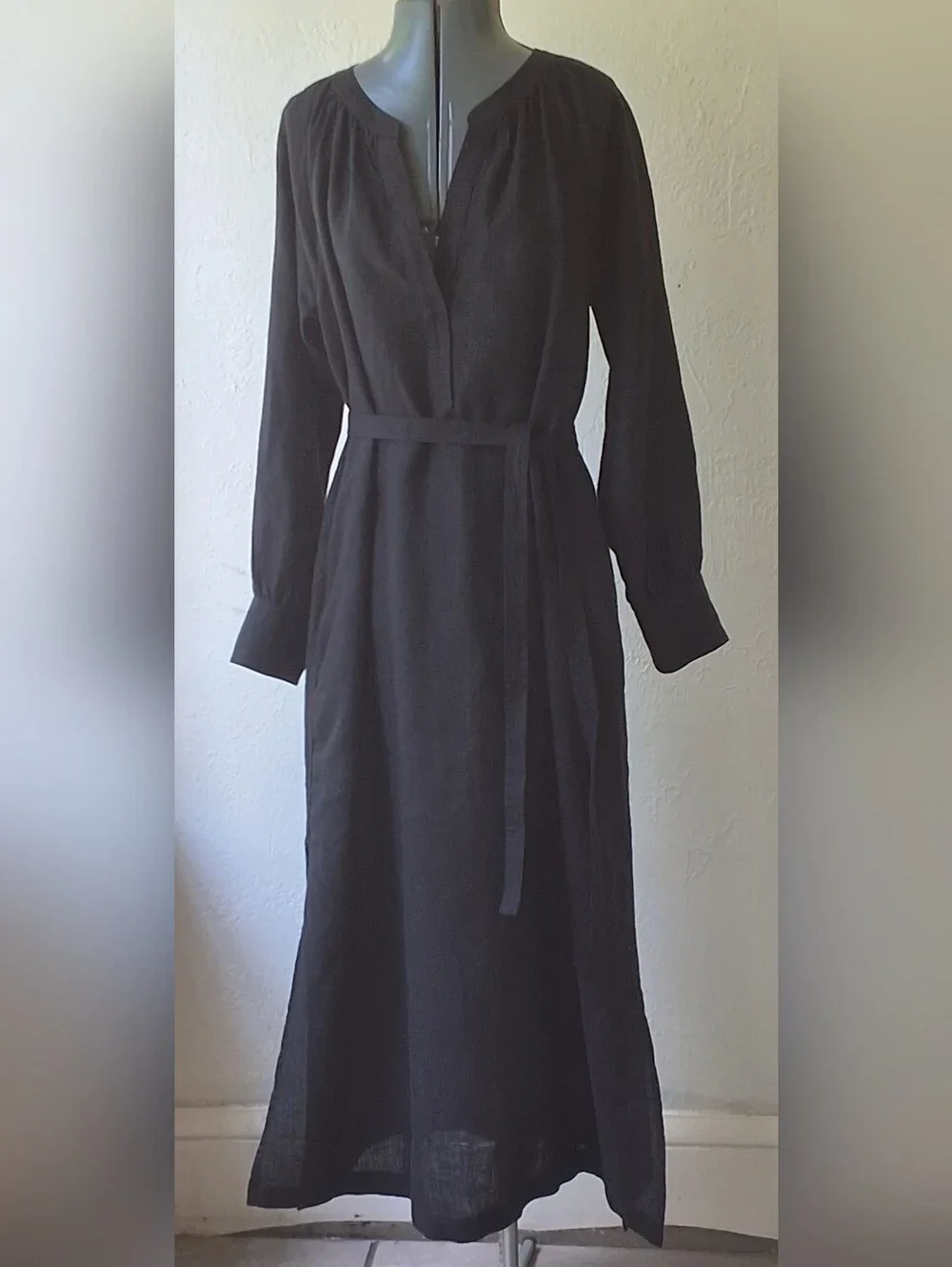 J. Crew Chic Cabana Dress in Black Linen Size Petite Medium, MP, NWOT